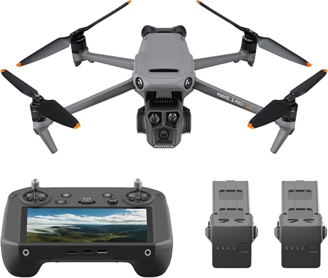 DJI Mavic 3 Pro Cine mit DJI RC Pro (leuchtstarter Bildschirm), Flaggschiff-Drohne mit Dreifachkamera, Apple ProRes Support für 3 Kameras