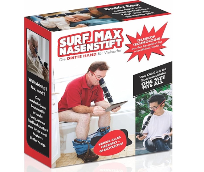 PimpMyPresent Surf Max Nasenstift, die lustige Scherz-Geschenkverpackung, Prank-Box für Dein richtiges Geschenk